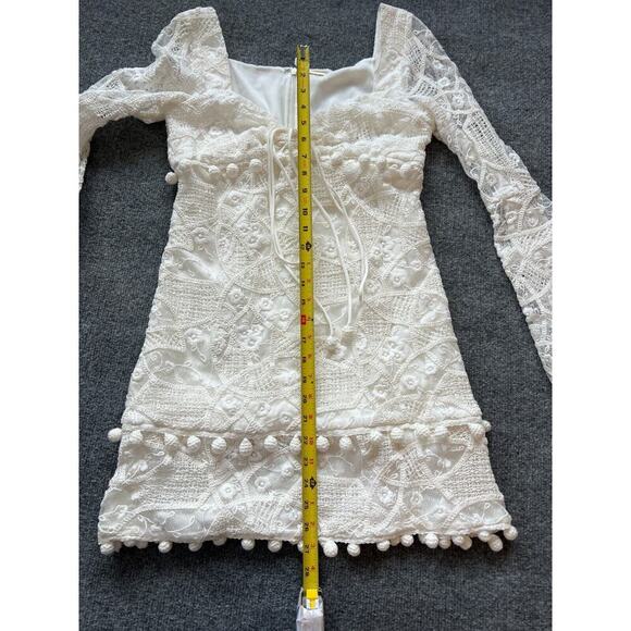ALEXIS White Embroidered Pom Pom Lace Coachella Bride Clarra Dress Size … - Picture 15 of 16